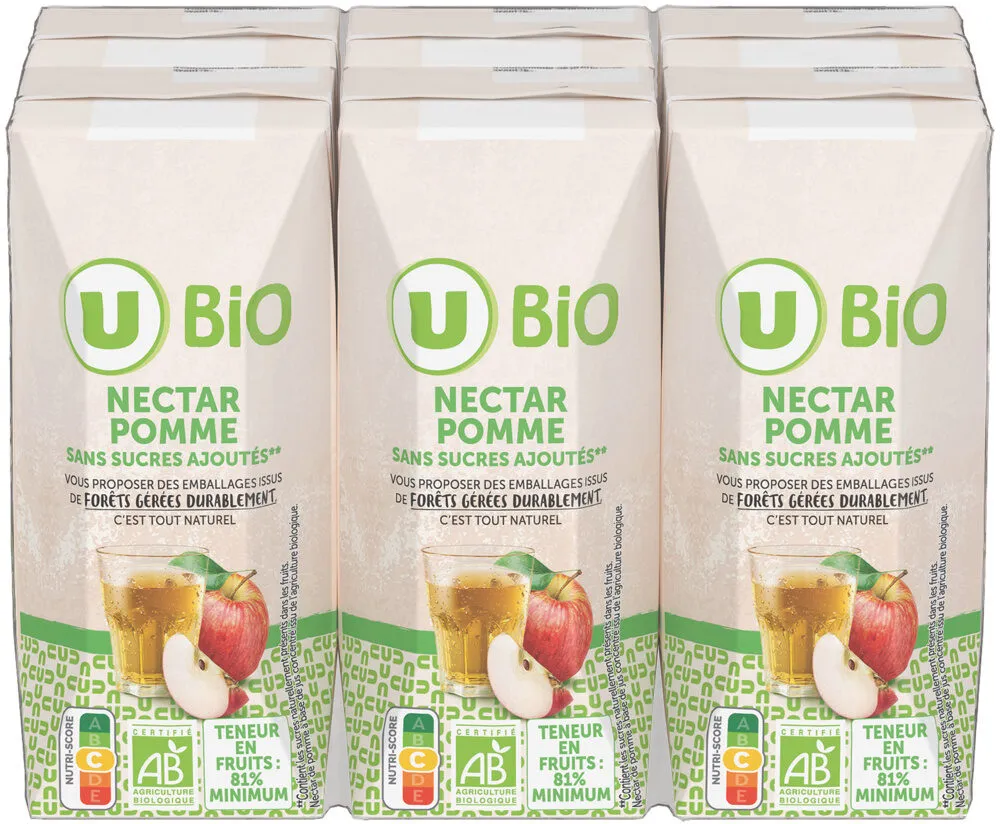 Nectar de pomme sans sucre ajoutés brique 6x20cl
