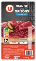 Viande des grisons -25% sel - x12 tranches, 80g