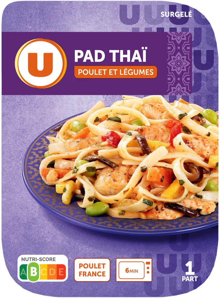 Plat cuisiné individuel Pad thai au poulet et légumes surgelés 300g
