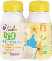 Lait et céréales vanille Bébé, de 6 à 12 mois - 2x250ml