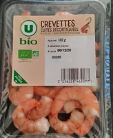 Crevettes cuites décortiquées natures, BIO, Transformé en France, barquette 100g
