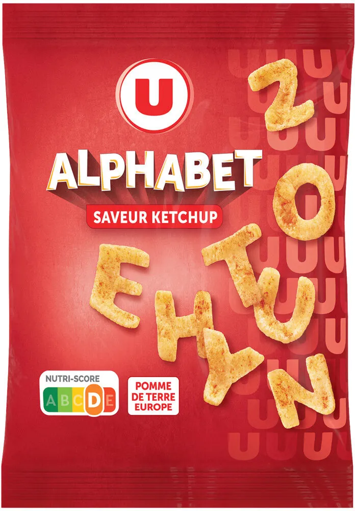 Biscuits apéritifs Snacks alphabets saveur ketchup