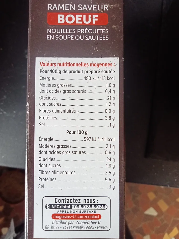Nouilles ramen goût boeuf