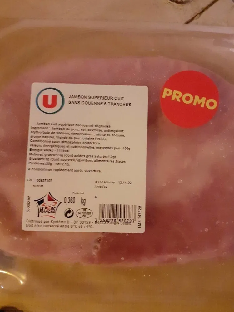 Jambon superieur cuit sans couennes