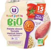 Plat bébé assiette patate douce, tomates, haricots blancs, dès 15 mois- 250g - Repas bébé