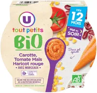 Plat bébé assiette Carotte, tomate, maïs, haricots rouges, dès 12 mois- 230g - Repas bébé