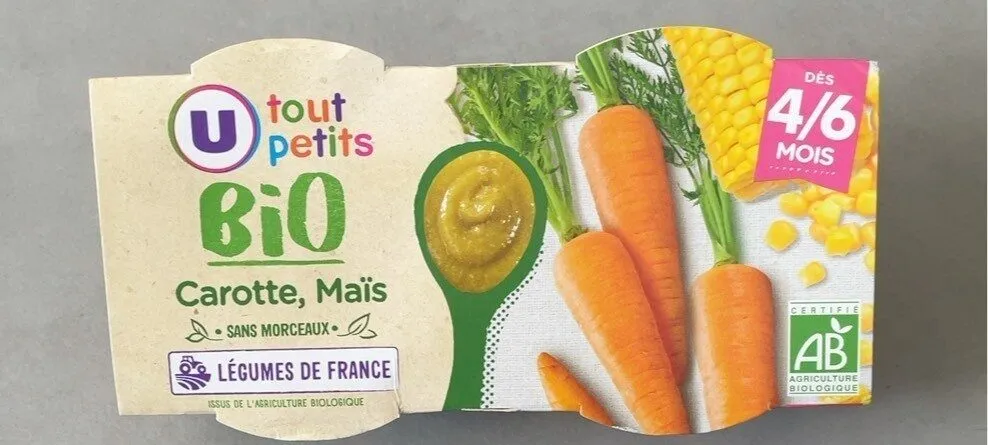 Plat bébé du midi Carotte et maïs, dès 4 mois - 2x120g - Petits pots bébé