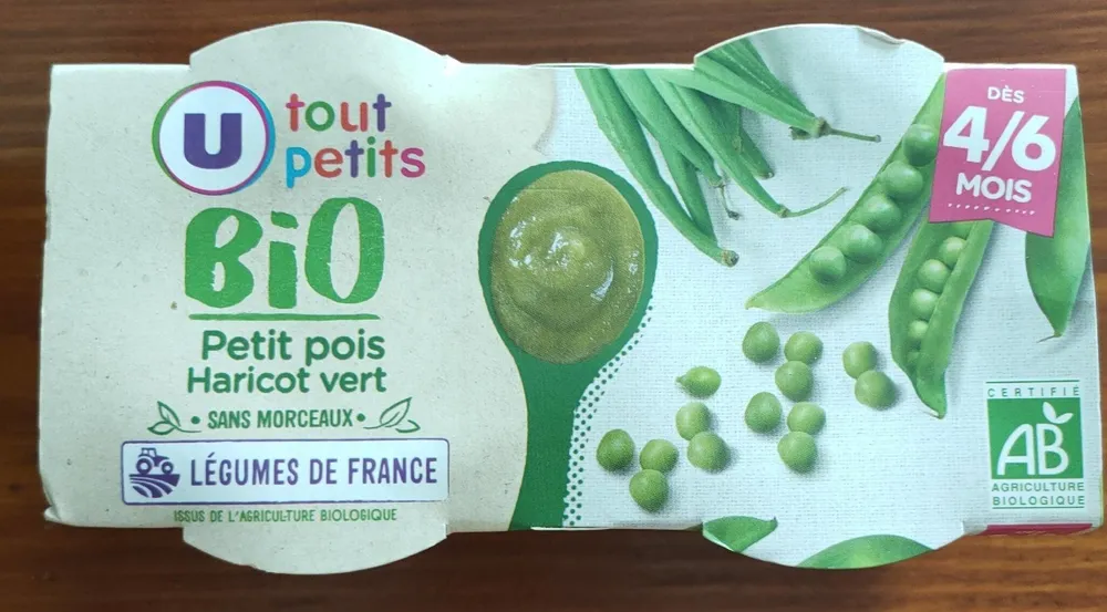 Haricots verts et petits pois, dès 4 mois - 2x120g - Petits pots bébé