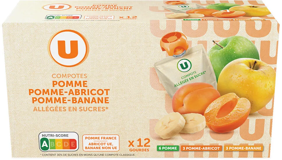 Gourdes compote allégée pomme/pomme banane/pomme abricot 2x90g