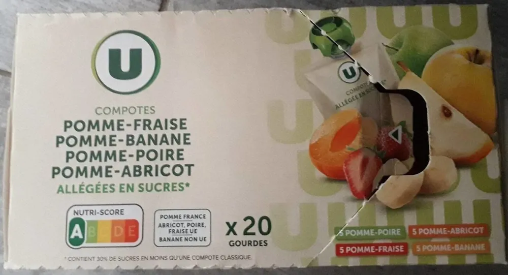 Gourdes allégées pomme/pomme banane/pomme poire/pomme abricot 20x90g