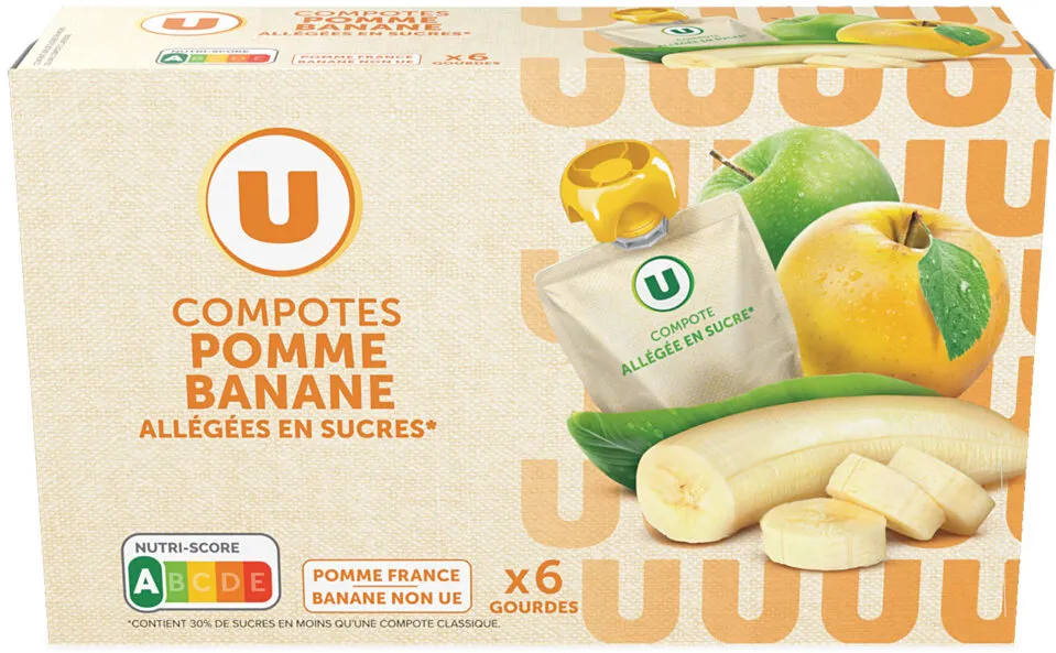 Gourdes compote allégée pomme banane 6x90g