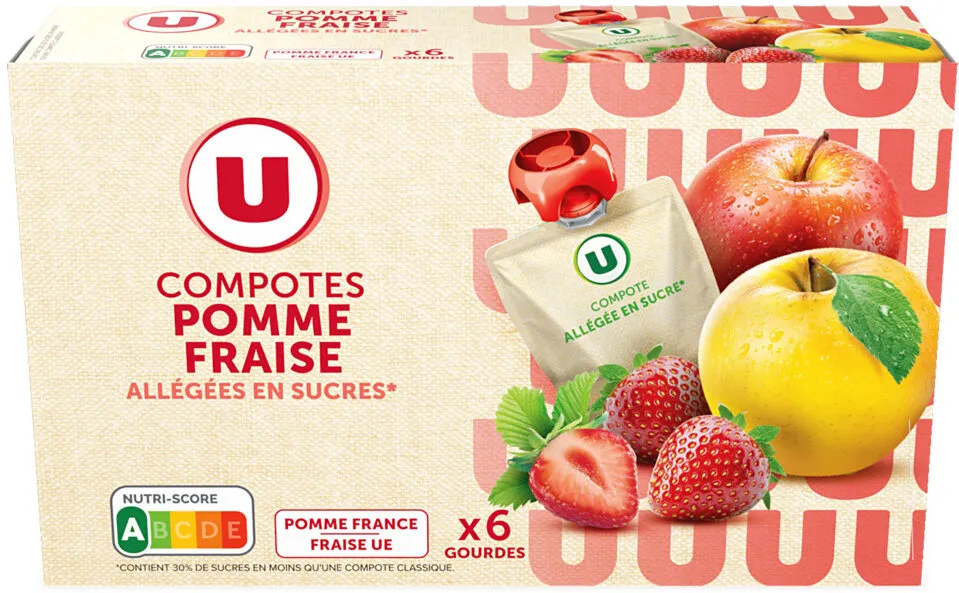 Gourdes compote allégée pomme fraise 6x90g