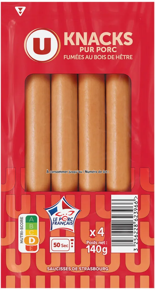Knacks Pur Porc - x4, 140g