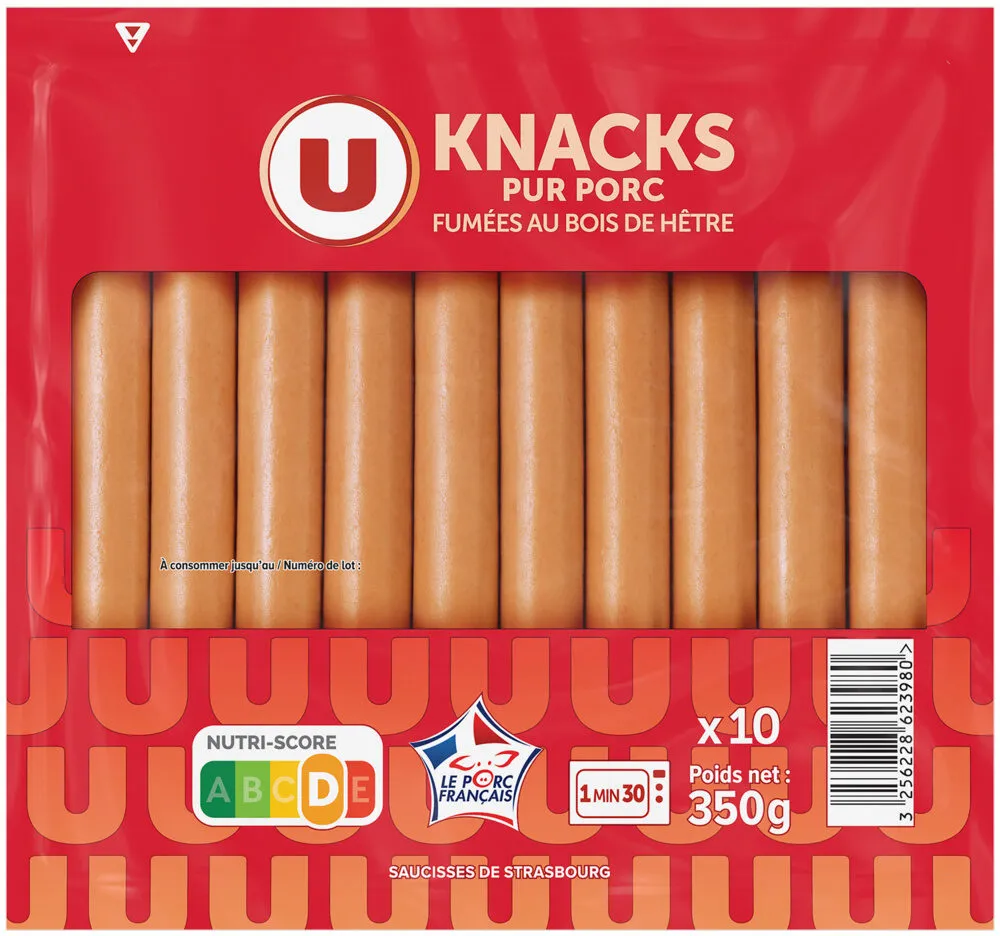 Knacks Pur Porc - x10, 350g