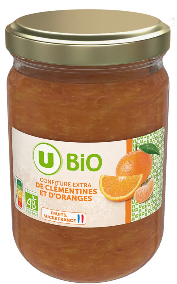 Confiture extra de clémentines et d'orange (fruits, sucre France) pot280g