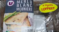 Filet de merlu blanc meunière, 3 pièces + 1offert, Transformé en France - Barquette, 440g