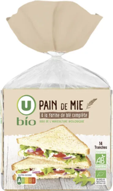Pain mie à la farine complète grande tranches 500g