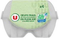 Gros oeufs Plein air Bleu Blanc Coeur - Boîte de 4