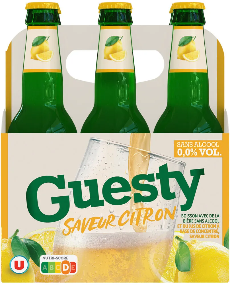 Bière sans alcool Guesty aromatisée saveur citron Pack 6x33cl