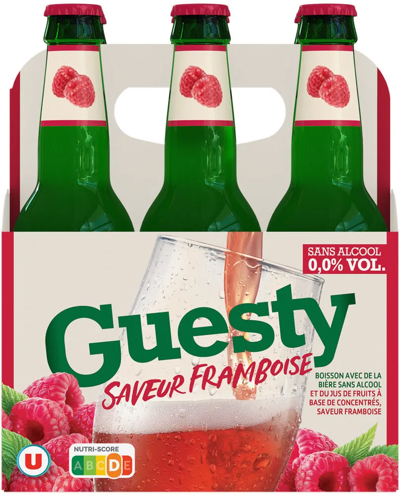 Bière sans alcool Guesty aromatisée saveur framboise Pack 6x33cl