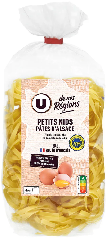 Pâtes Petits nids IGP d'Alsace aux oeufs - Sachet 250g