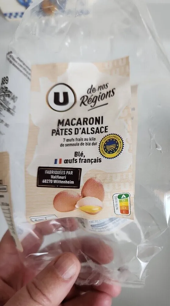 Pâtes macaroni IGP d'Alsace aux oeufs - Sachet 250g