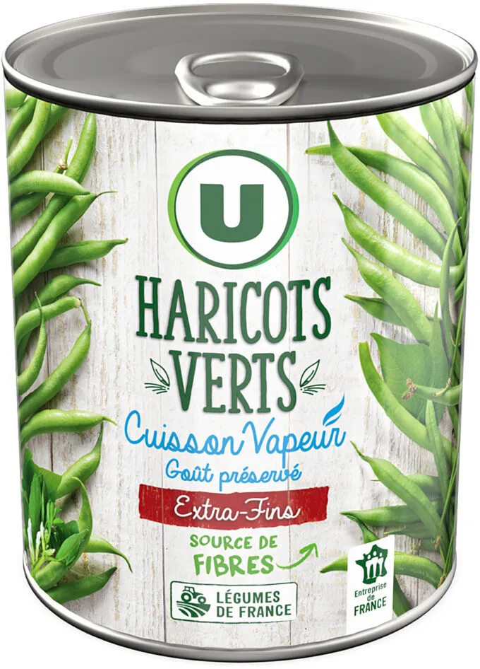 Haricots verts extra fins Cuisson vapeur - Boîte de 440g net égoutté