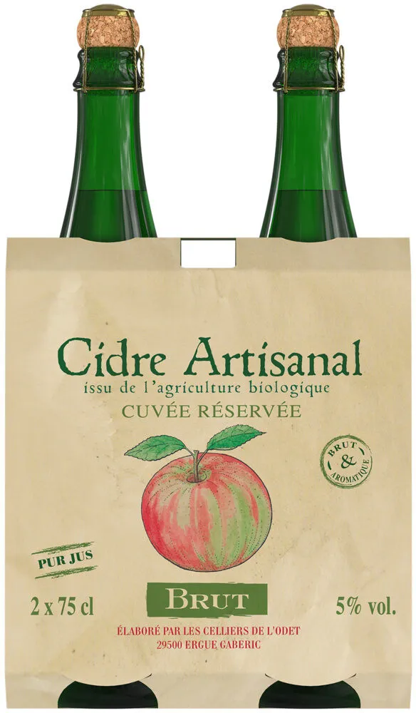 Cidre artisanal brut bio 5,5° 2x75cl