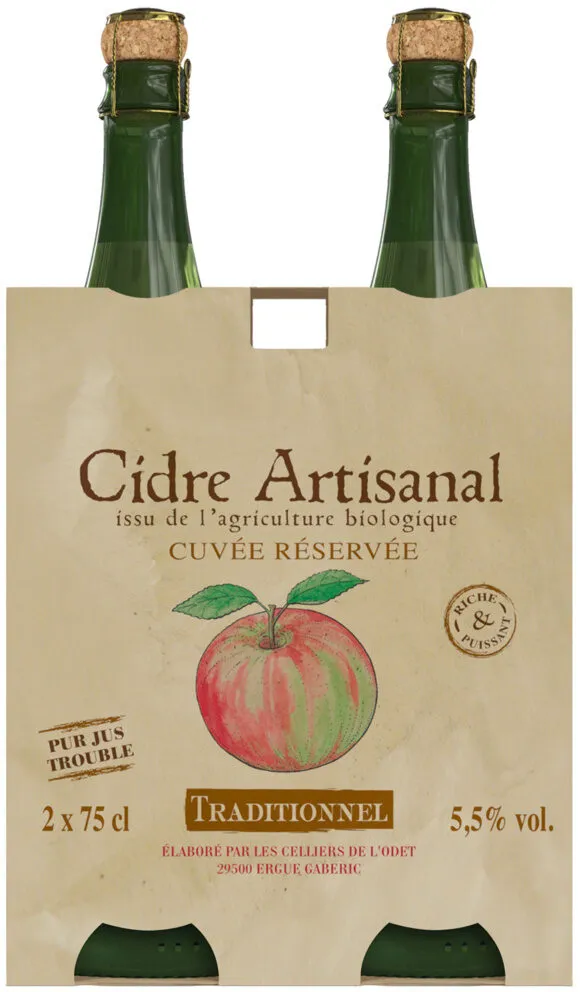 Cidre artisanal Traditionnel bio 5,5° 2x75cl