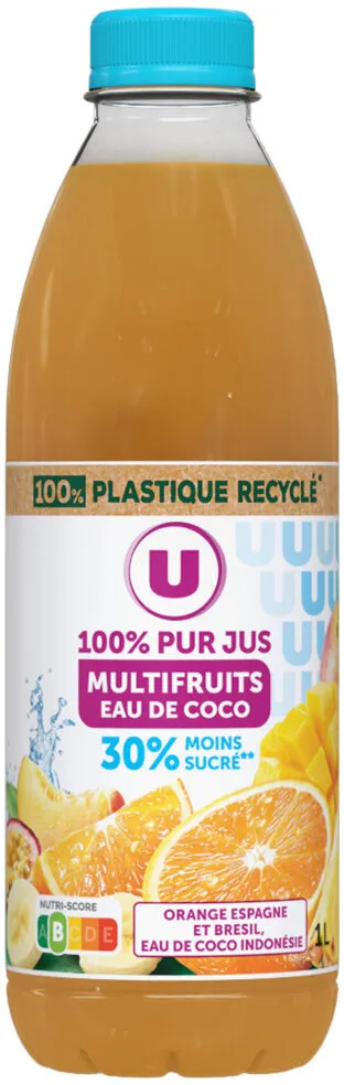 100% pur jus multifruits/eau de coco bouteille de 1l
