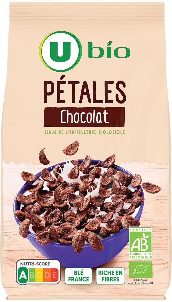 Céréales Pétales de blé chocolat bio, sachet 375g