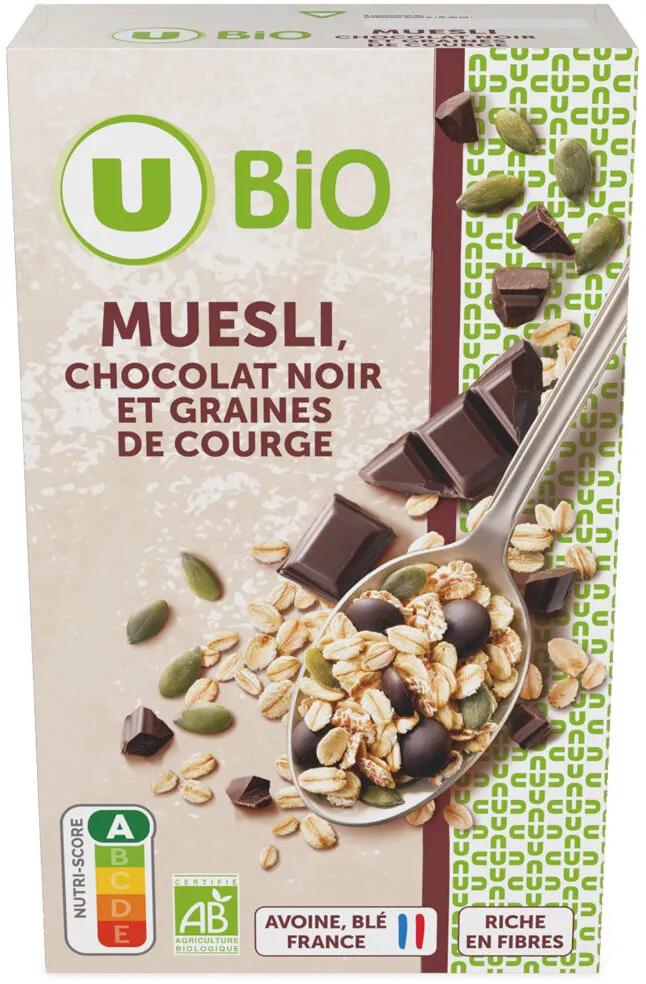 Céréales Muesli floconneux chocolat noir et graines de courge 375g