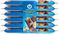 Barre fourrées chocolat lait noisettes sans palme 6x2 276g