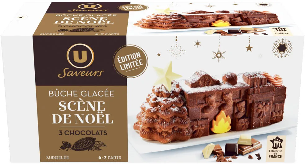 Bûche de Noël glacée 3 chocolats - 475g - 6/7 parts