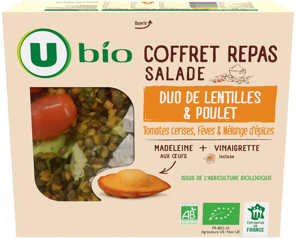 Coff.repas salade poulet lentilles + madeleine 310g