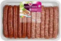 Assortiment barbecue 6 chipos + 6 merguez, Transformé en France, barquette 12 pièces 660g