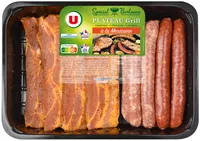 Plateau grillade mexicain, 4 poitrines + 4 Chipos + 4 merguez, transformé en France, barquette 740g