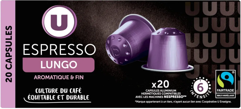 Café Capsules ESPRESSO LUNGO N°6 - compatible NESPRESSO - x20
