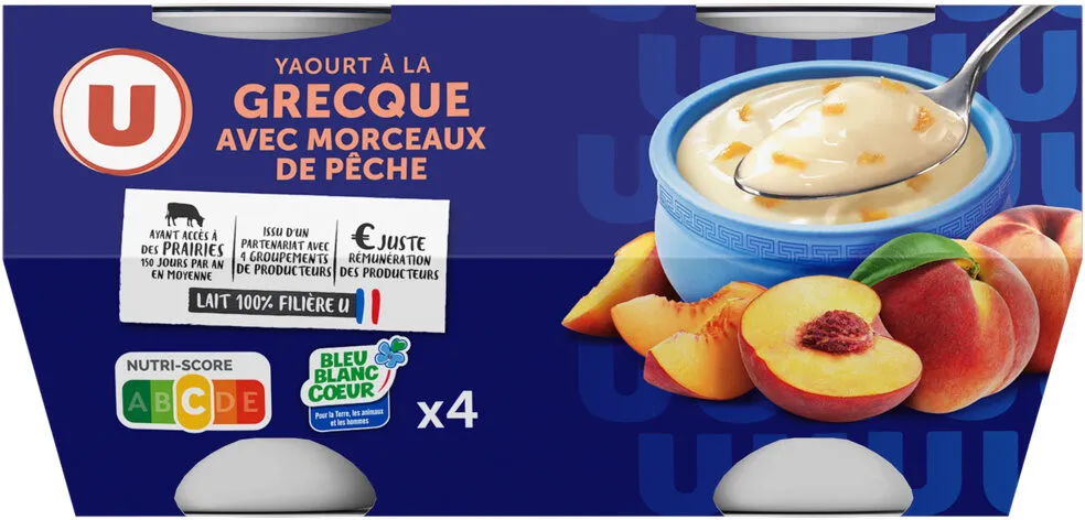 Yaourt à la grecque avec morceaux de pêche 4x150g
