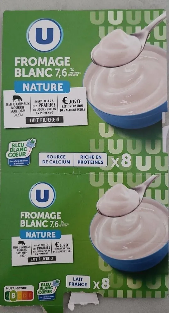 Fromage blanc nature 7,6%MG - 8x100g