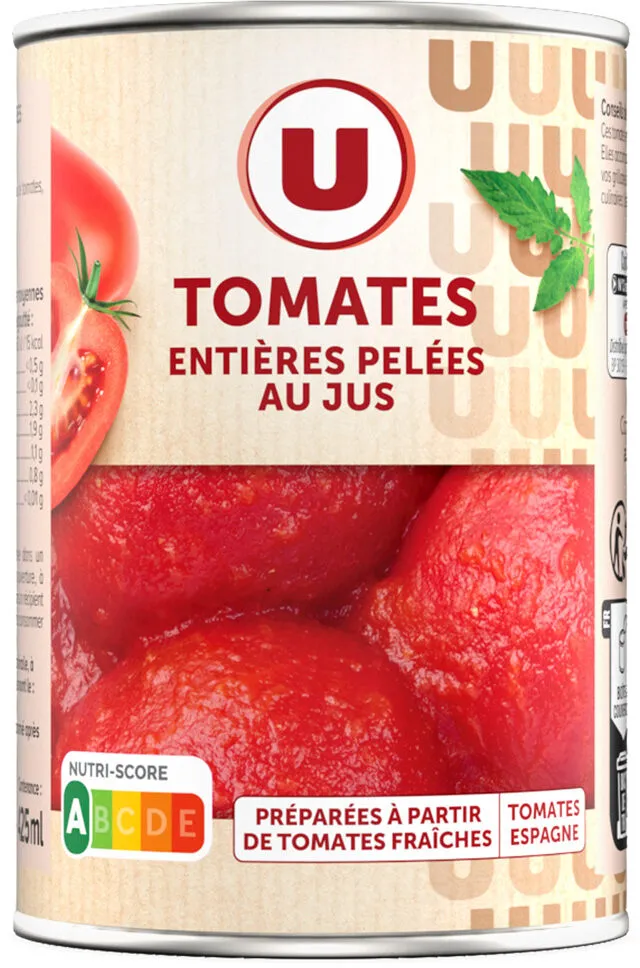 Tomates entières pelées au jus - Boîte de 238g net égoutté