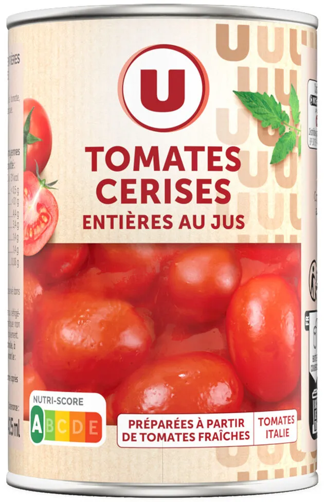 Tomates cerises entières au jus - Boîte de 240g net égoutté