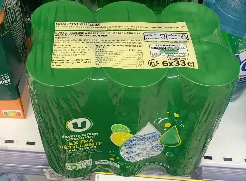 U extra pétillante citron citron vert