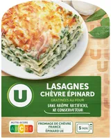 Plat cuisiné individuel Lasagne chèvre épinard, 350g