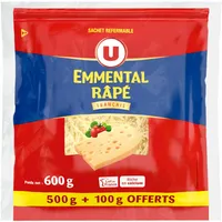 Emmental râpé 29% mg - Sachet de 500g + 100g offert