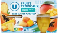 Coupelles fruits tropicaux sans sucre ajoutés 4x113g
