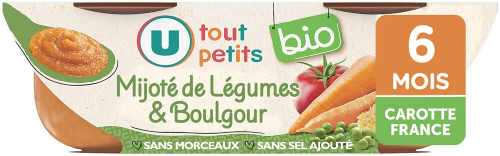 Plat bébé Mijoté de légumes et boulgour, de 6 à 12 mois - 2x200g - Repas bébé