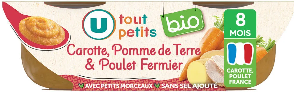 Plat bébé du midi Carotte, pomme de terre & poulet fermier, dès 8 mois- 2x200g