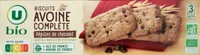 Biscuits à l'avoine complète et aux pépites chocolat bio 130g