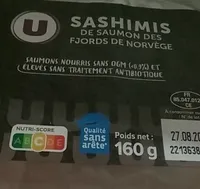 Sashimi saumon et ses sauces soja,transformé en France, barquette,160g